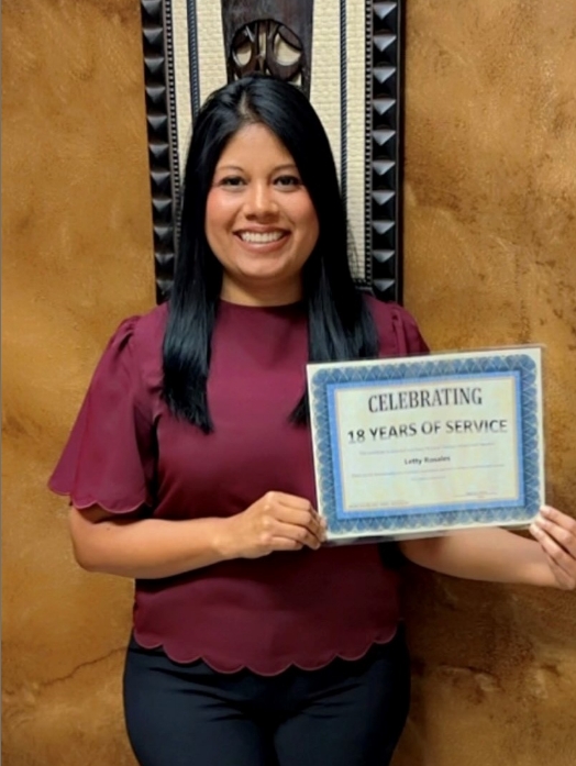 Letty celebrating 18 years of service!